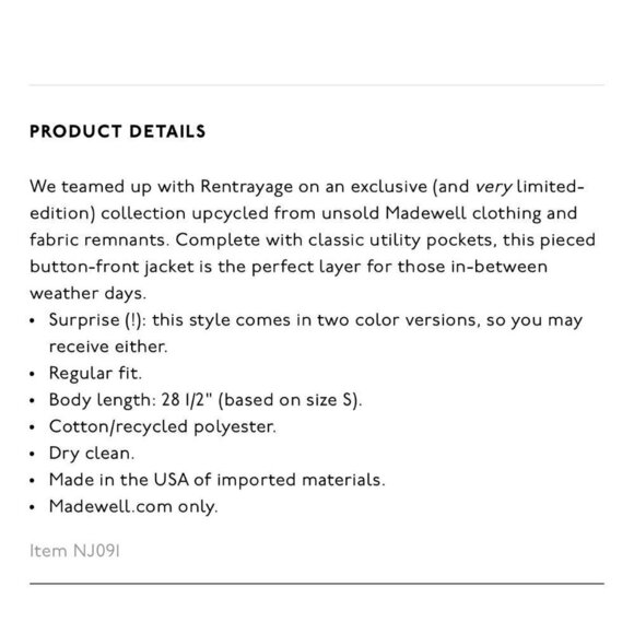 Madewell x Rentrayage NWT Upcycle Field jacket, Olive/tan, Size S - Picture 3 of 15